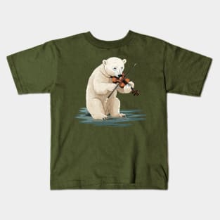 Polar Bear Playing Violin Kids T-Shirt